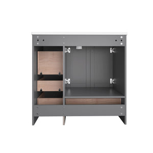 Shaker Free Standing Bathroom Vanity Cabinet & Sink, Soft Close Drawers, Soft Close Doors