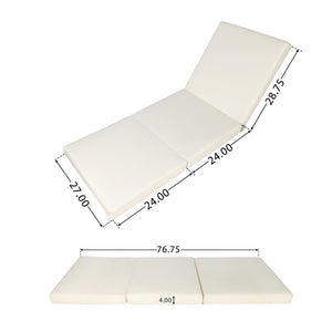 Lounge Chaise Set, Acacia Solid Wood with Lounge Cushion (Cream & Triple Fold) - Matching Dark