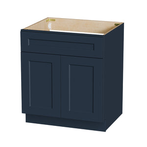 Shaker RTA 30" Kitchen Sink Base Cabinet, Painted Navy Blue