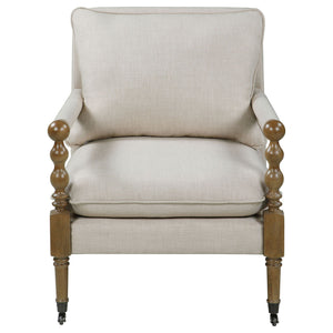 Accent Chair With Turned Legs - Beige