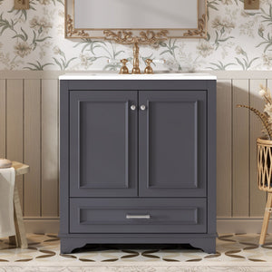 Bathroom Vanity With Sink, Cabinet & 2 Soft Closing Doors & Adjustable Shelf