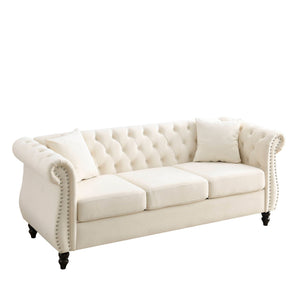 Chesterfield Sofa With Rolled Arms And Nailhead Trim