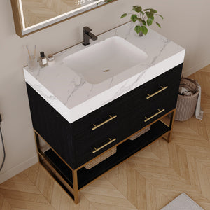 36" Artificial Stone Bathroom Vanity with Ceramic Sink