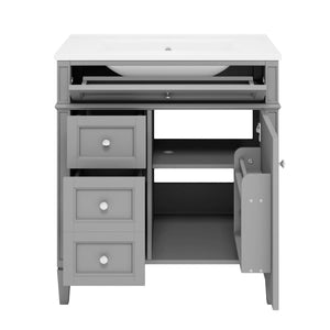 Bathroom Vanity With Medicine Cabinet, Royal Mirror Cabinet, Modern Bathroom Storage Cabinet With 2 Soft Closing Doors And 4 Drawers