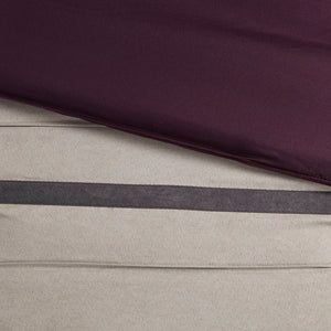 7 Pc Pieced Faux Suede Comforter Set Purple Cal King