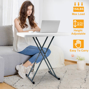 Folding Snack Table Height Adjustable Dining Tea Coffee Table TV Side Tray Laptop Desk For Home Office Indoor Outdoor Use
