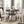 Biony Espresso Wood Dining Set with Tan Fabric Nailhead Chairs