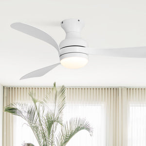 52" Low Profile Ceiling Fan with Lights, Quiet Reversible DC Motor, Dimmable LED