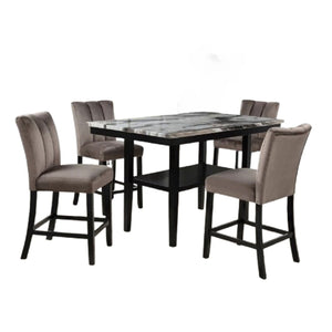 5 Piece Counter Dining Set With Table, Chairs - Black / Brown