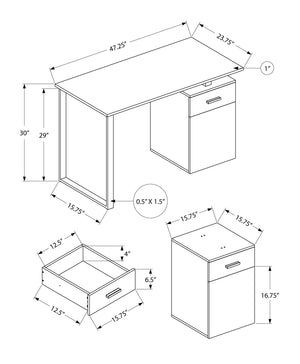 Computer Desk with Marble Look Laminate and Storage Drawers - White