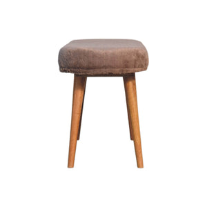 Solid Wood Faux Fur Fabric Bench, Upholstered, Nordic Legs