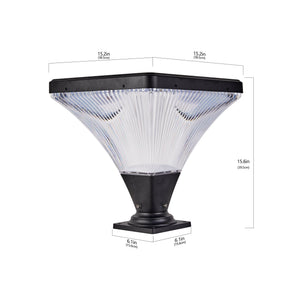 15" Black Outdoor Post Light - LED with Remote Control