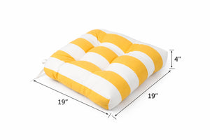 Outdoor Chair Cushions Set of 2, 19 x 19 x 4 Inch Tufted Seat Cushions with Ties