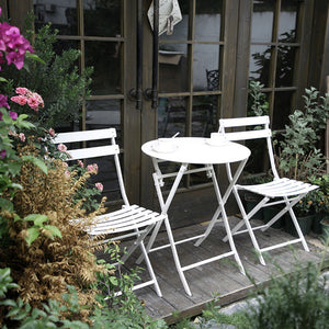 3 Piece Patio Bistro Set Of Foldable Round Table And Chairs
