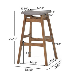 Mid Century Modern Bar Stool Set With Upholstered Seating