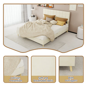 Modern Upholstered Bed Frame – Premium Holland Velvet Fabric