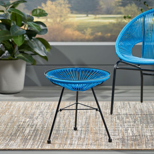 Nusa Modern Rattan Side Table With Tempered Glass Top