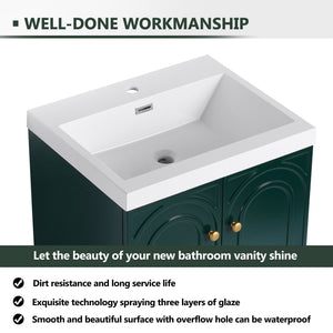 Contemporary Freestanding Bathroom Vanity With Resin Sink & Soft-Close Cabinet Doors