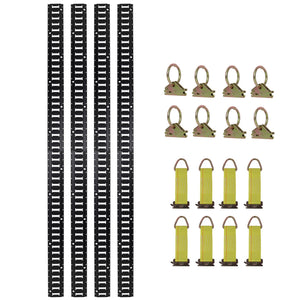 Heavy Duty E Track Tie-Down Rail Kit with O-Ring Anchors and Rope Tie Offs