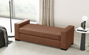 Stylish and Durable Brown Faux Leather Bench