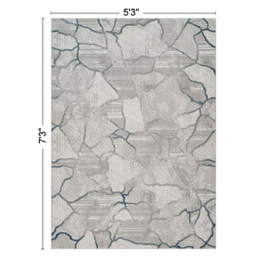 Geometrix - 5'3" X 7'3" Area Rug, Geometric 3D Effect - Gray / Ivory