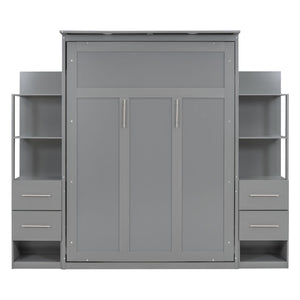 Murphy Wall Bed With LED Lights, Shelves And Drawers
