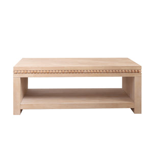 Modern Wood Coffee Table with Beaded Trim – 47" Rectangular