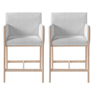 24'' Seat Height Upholstered Counter Stools with Arms - Set of 2