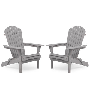 Classic Gray Cedar Wood Lounge Patio Chair Set of 2