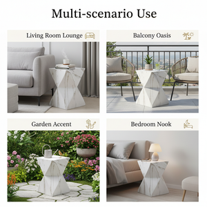 Modern Geometric MGO Side Table - Hourglass Accent Table
