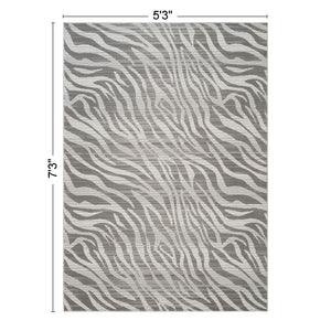 Geometrix - 5'3" X 7'3" Area Rug Geometric & 3D Effect - Ivory / Gray