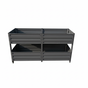 Dual Tier Elevated Metal Raised Garden Bed with Lockable Wheels