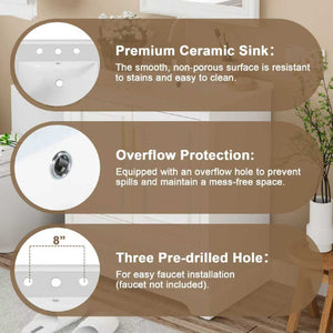Bathroom Vanity With Sink, 1 Divided Drawer And 2 Soft Close Doors With Double Shelf