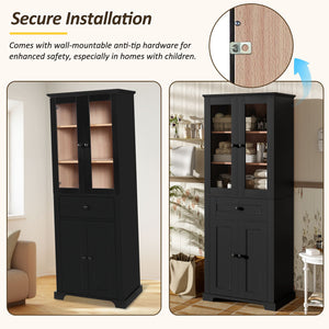 Bathroom Storage Cabinet, Adjustable Shelves & Drawer, Freestanding Tower