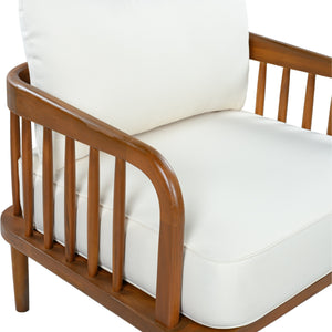 Acacia Wood Outdoor Patio Chair with Vertical Slatted Arms