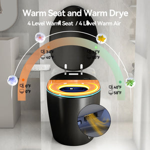 Unique Smart Toile With Built In Bidet, Auto Open / Close Seat, Foot Sensor, LED Display, Night Light, Warm Water & Dryer Ceramic