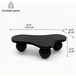 Cloud Shaped Coffee Table & 3 Ball Legs For Living Room - Black