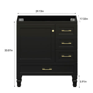 30" Black Bathroom Vanity