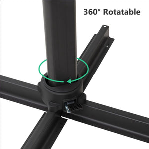 Round Cantilever Patio Umbrella With 360 Rotation & Infinite Tilt Adjustment