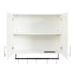 Bathroom Wall Cabinet with Adjustable Shelf, Towel Bar, and 5 Hooks