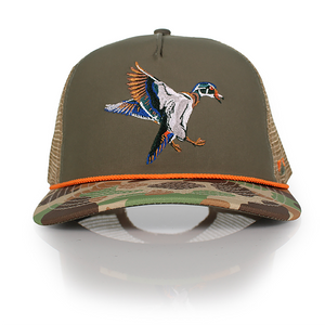 Wood Duck Hat Rope Cap 5-Panel Ridgeline Mesh Back