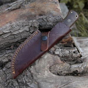 10” Custom Hand Forged Carbon Steel Full Tang Skinner Knife - Wood & Horn Handle