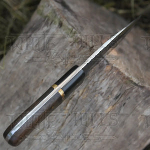 10” Custom Hand Forged Carbon Steel Full Tang Skinner Knife - Wood & Horn Handle