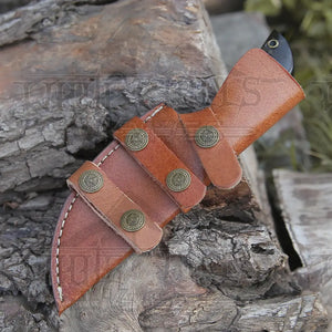 10” Custom Hand Forged Damascus Steel Full Tang Skinner Knife with Gut Hook - Ram Horn Handle