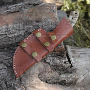 10”Custom Hand Made Forged Damascus Steel Tracker Hunting Camping Knife With Ram Horn Handle WH 3845