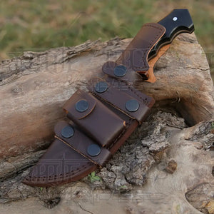 10”Custom Hand Made Forged Damascus Steel Tracker Hunting Camping Knife With Resin & Wood Handle