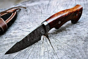 10”Custom HANDMADE FORGED DAMASCUS Steel Hunting Knife W/ Wood & Guard Handle WH 8766