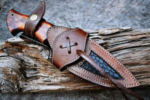 10”Custom HANDMADE FORGED DAMASCUS Steel Hunting Knife W/ Wood & Guard Handle WH 8766