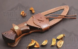 10" Handmade Hunting Bushcraft Knife Forged Damascus Steel Survival EDC Walnut Handle WH 3416