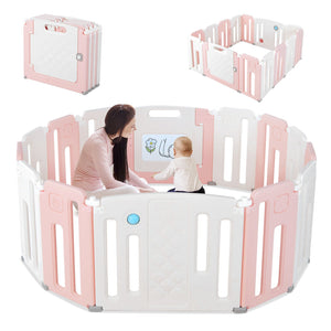 14 Panels Kids Safety Activity Play Center with Drawing Board